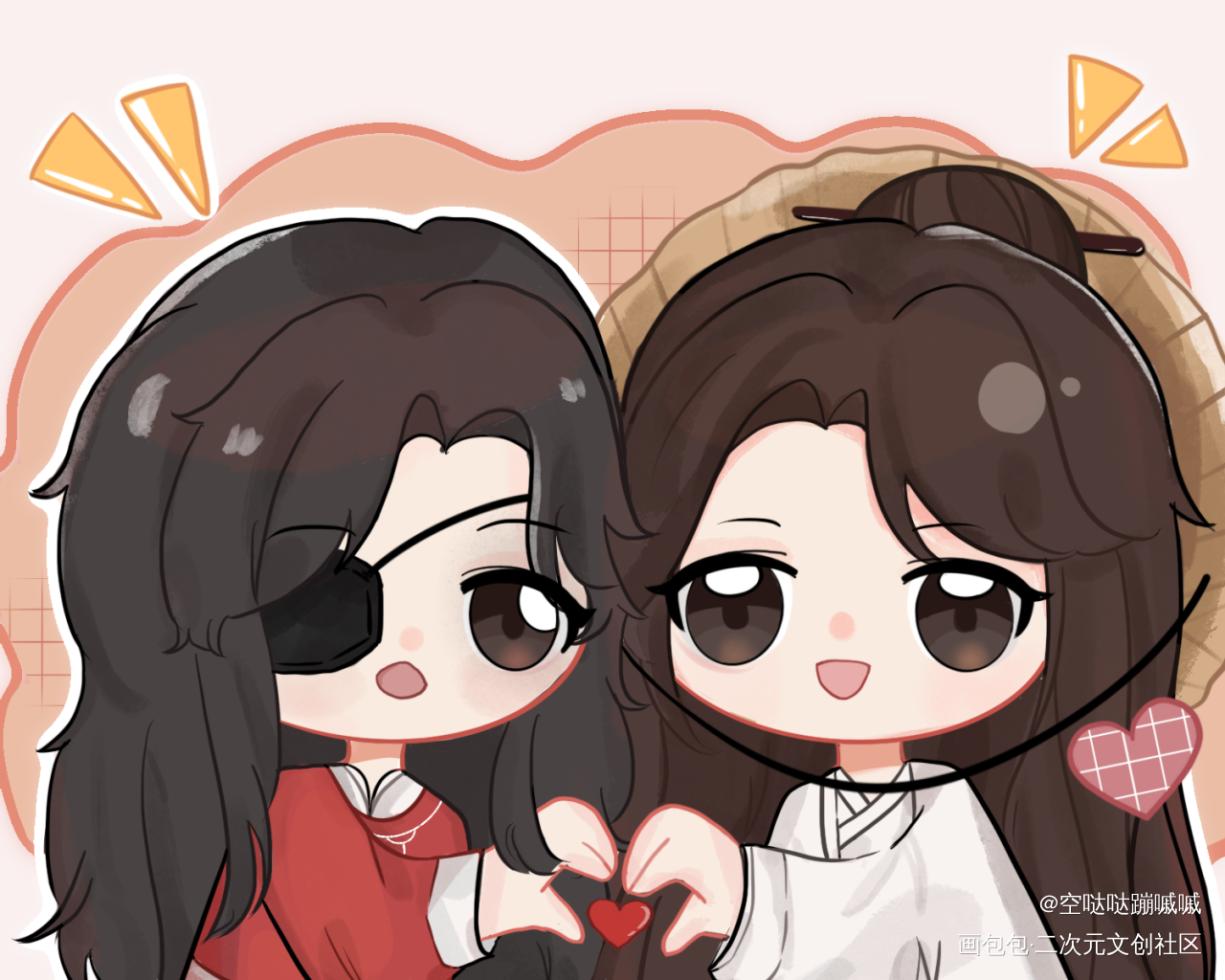 小花♥️小怜_天官赐福花怜Q版绘画作品