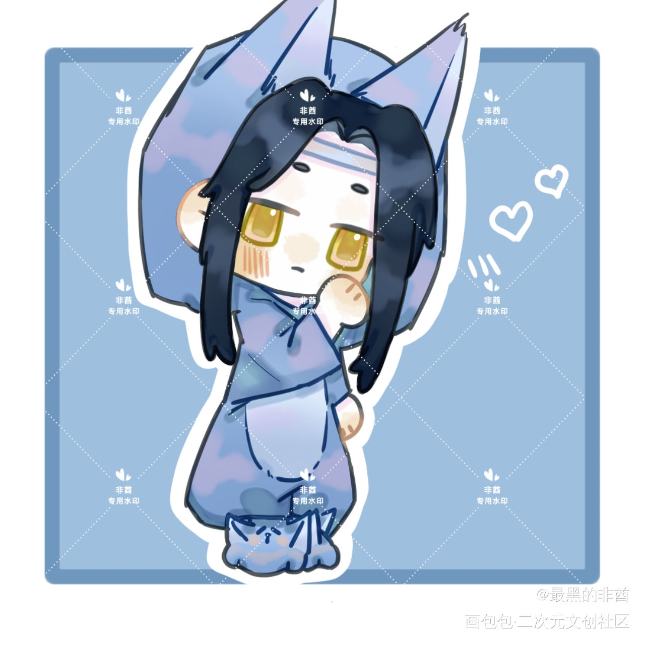 被羡羡胁迫穿睡衣的汪叽（不是）_魔道祖师忘羡绘画作品