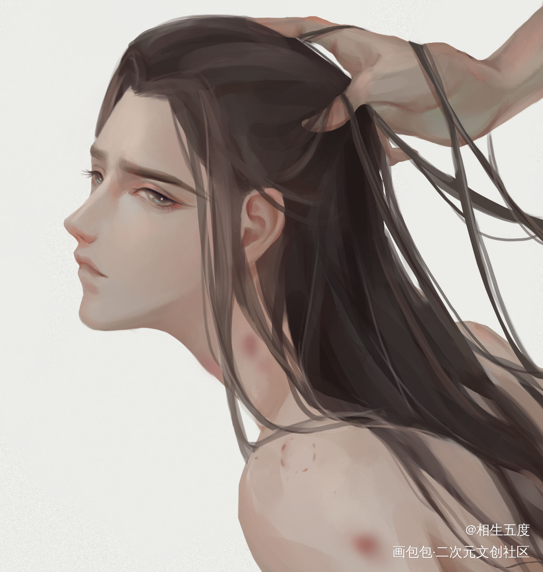 【燃晚】咳咳，别脑补哈_二哈和他的白猫师尊厚涂绘画作品