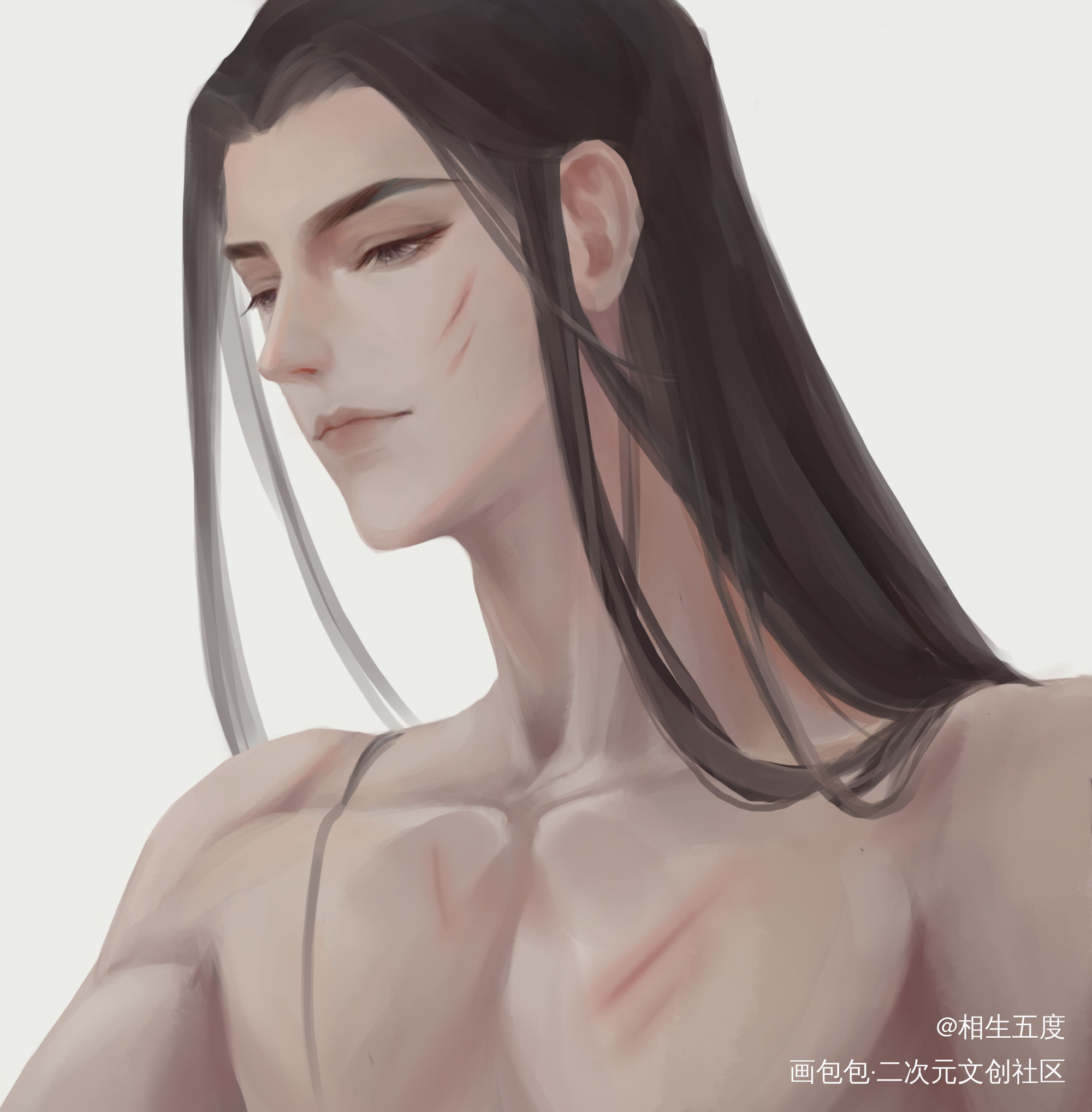 【燃晚】咳咳，别脑补哈_二哈和他的白猫师尊厚涂绘画作品