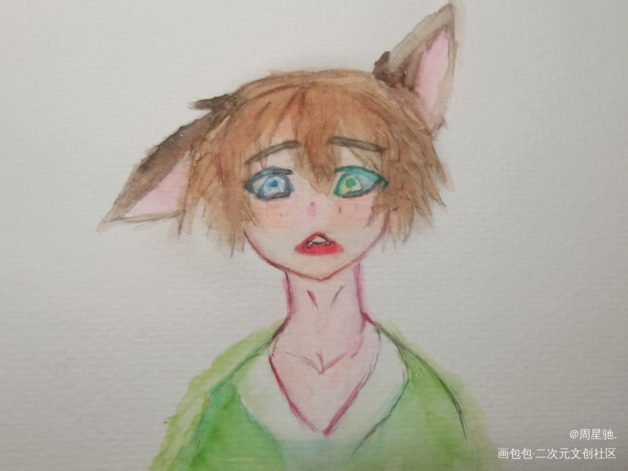 小狐狸_水彩绘画作品