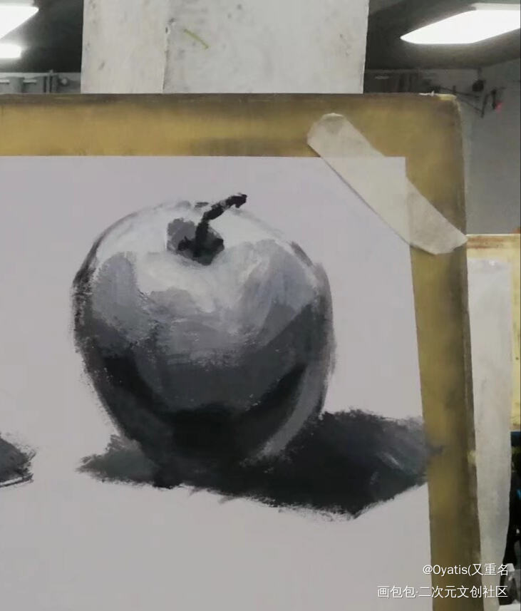 苹果2_手绘黑白水彩绘画练习临摹绘画绘画作品