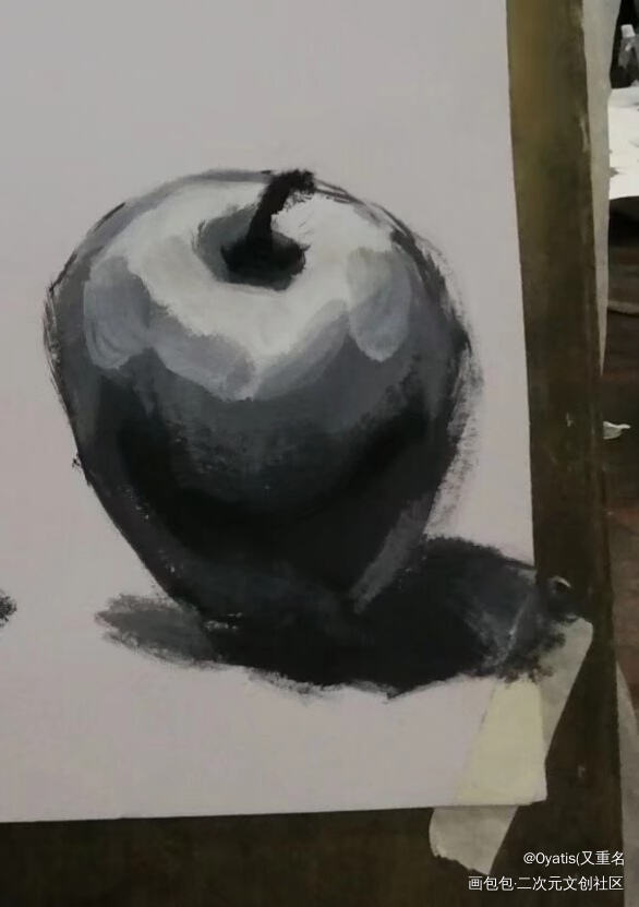 苹果5_手绘黑白水彩练习临摹绘画绘画作品