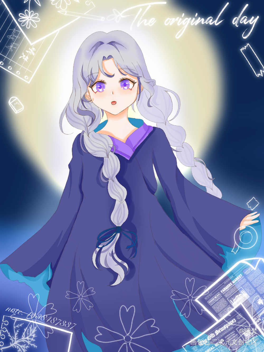 半月_天官赐福平涂绘画作品