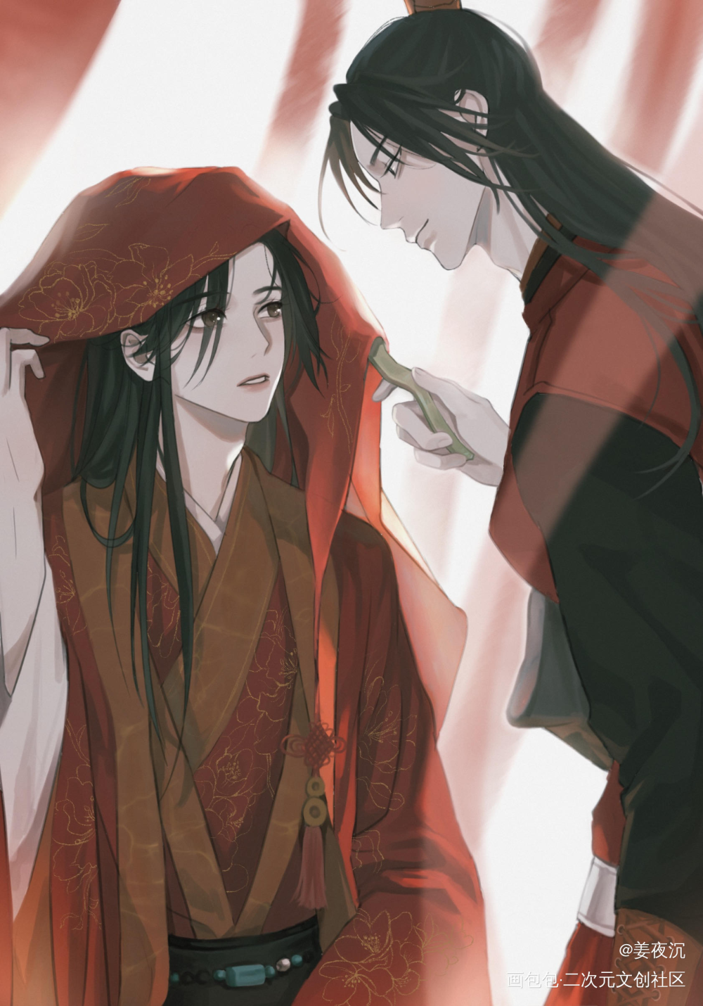 燃晚大婚_二哈和他的白猫师尊燃晚绘画作品