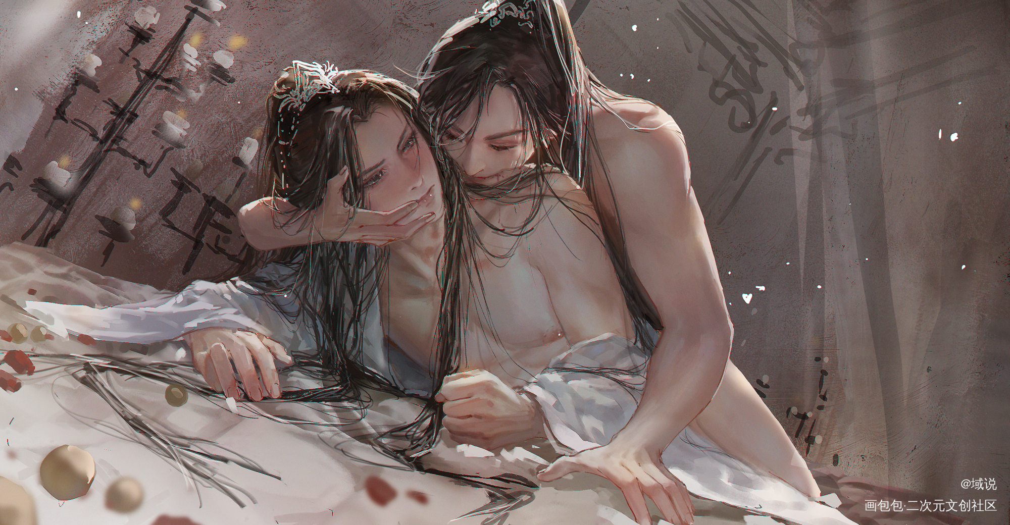 墨燃，你是属狗的吗？_二哈和他的白猫师尊燃晚墨燃楚晚宁绘画作品