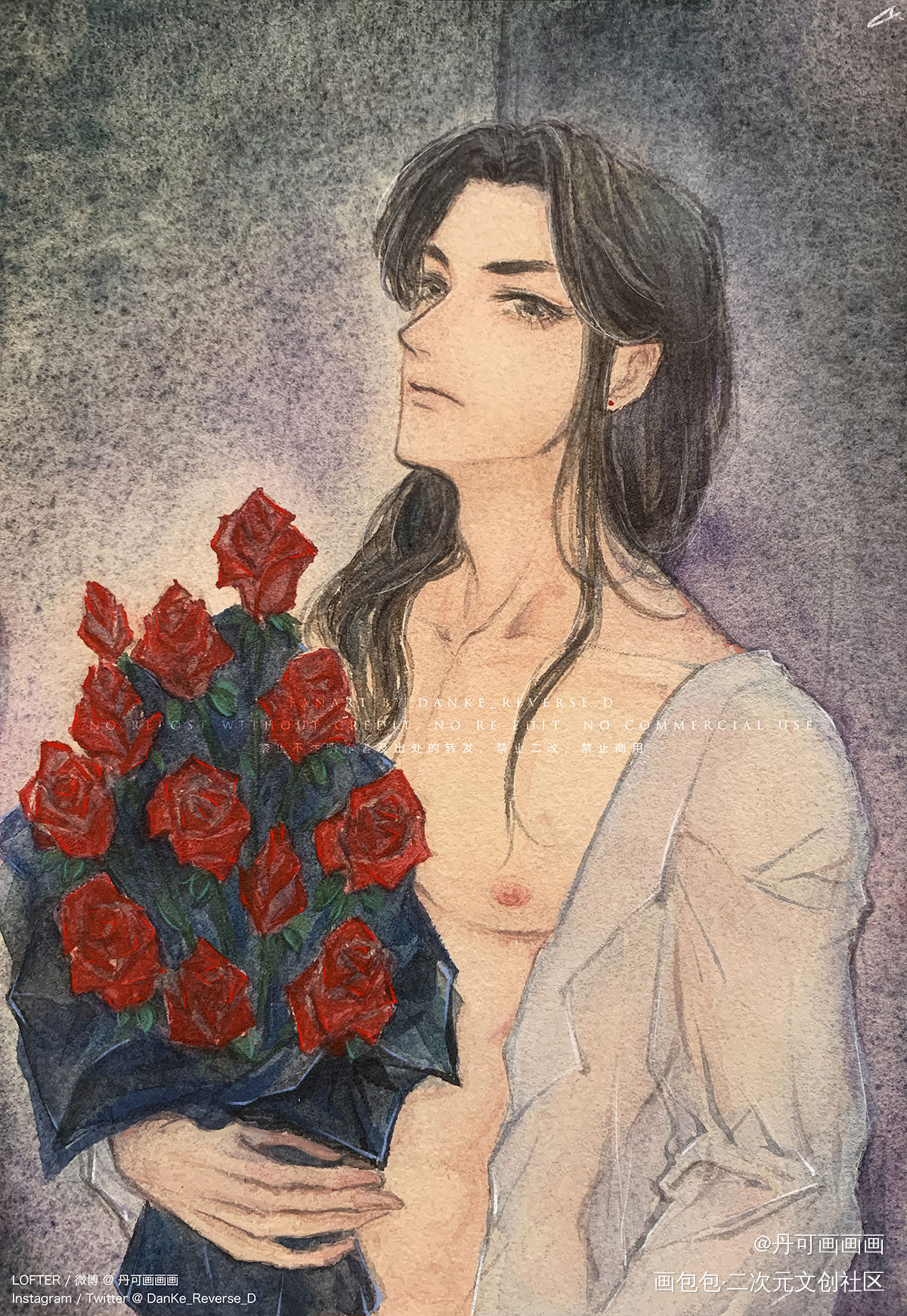 水彩晚宁?_二哈和他的白猫师尊燃晚楚晚宁手绘水彩绘画作品