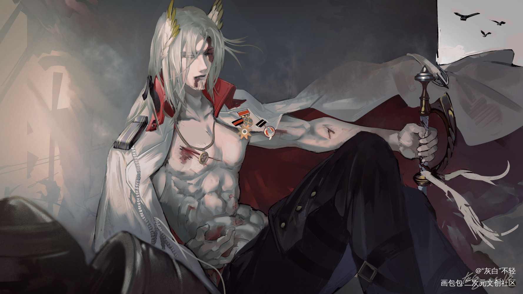 赫拉格_明日方舟赫拉格厚涂绘画作品