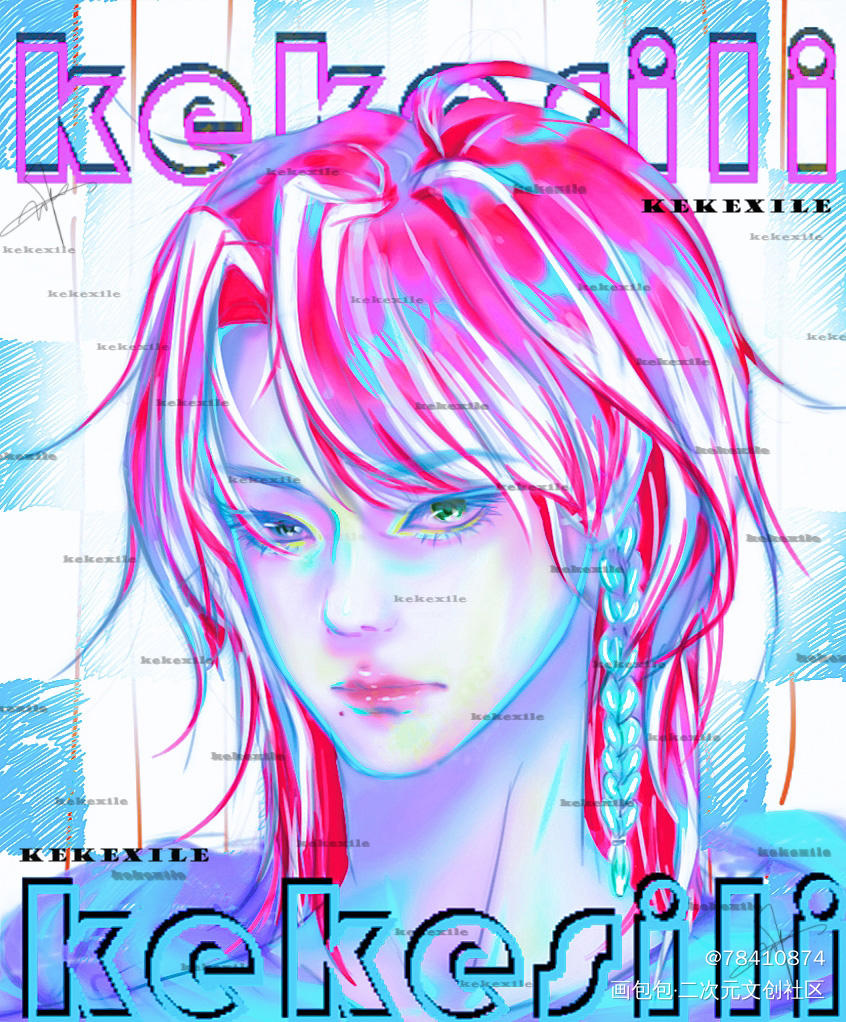 赛博   自设oc_厚涂平涂日系绘画作品