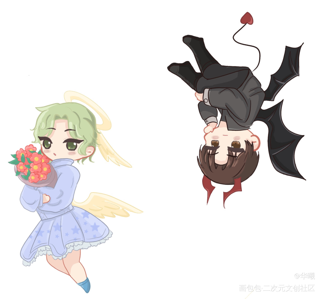 恶魔&天使②_附加遗产188男团洛温Q版绘画作品