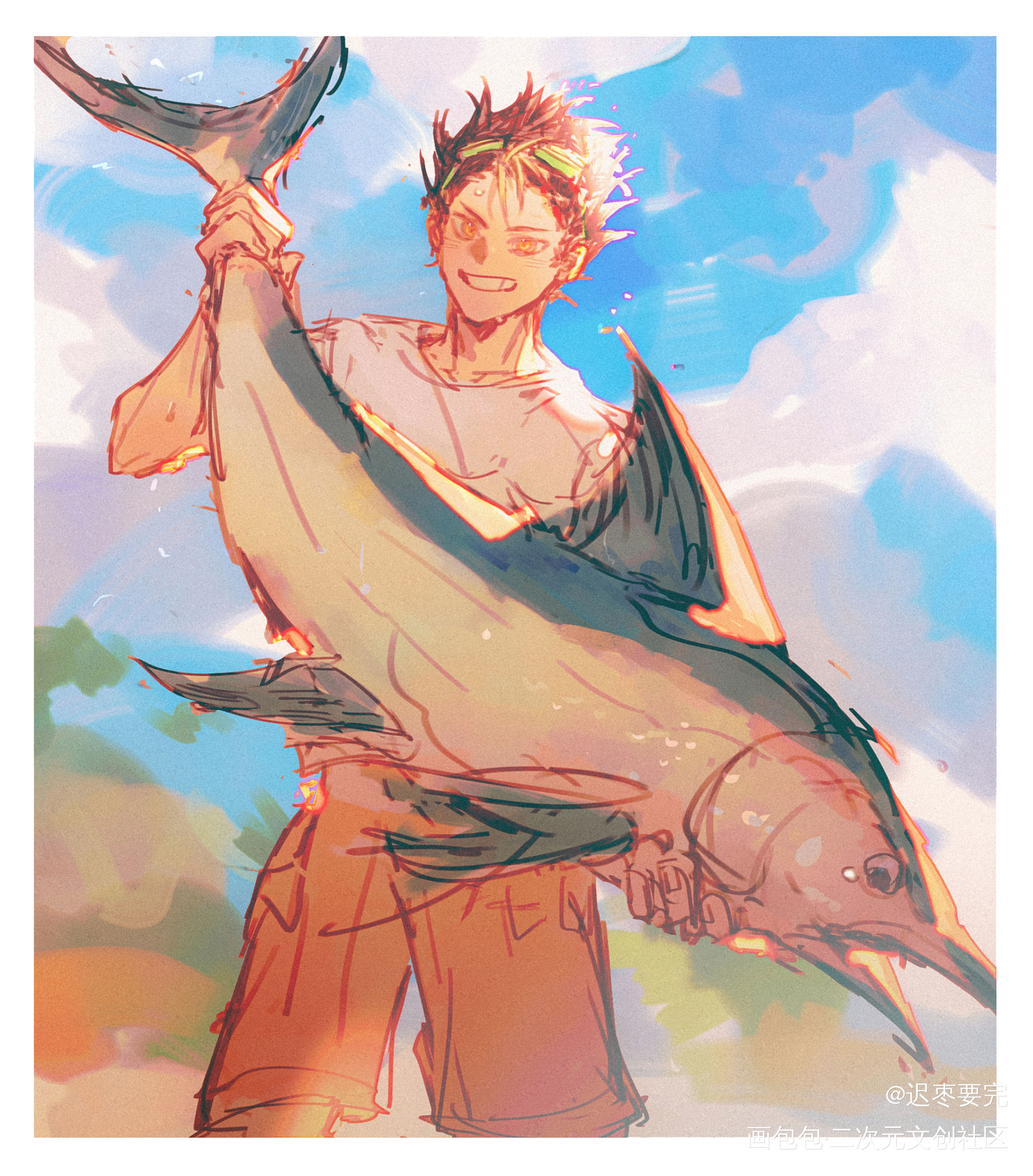 ☀️☀️☀️_排球少年西谷夕插画绘画作品