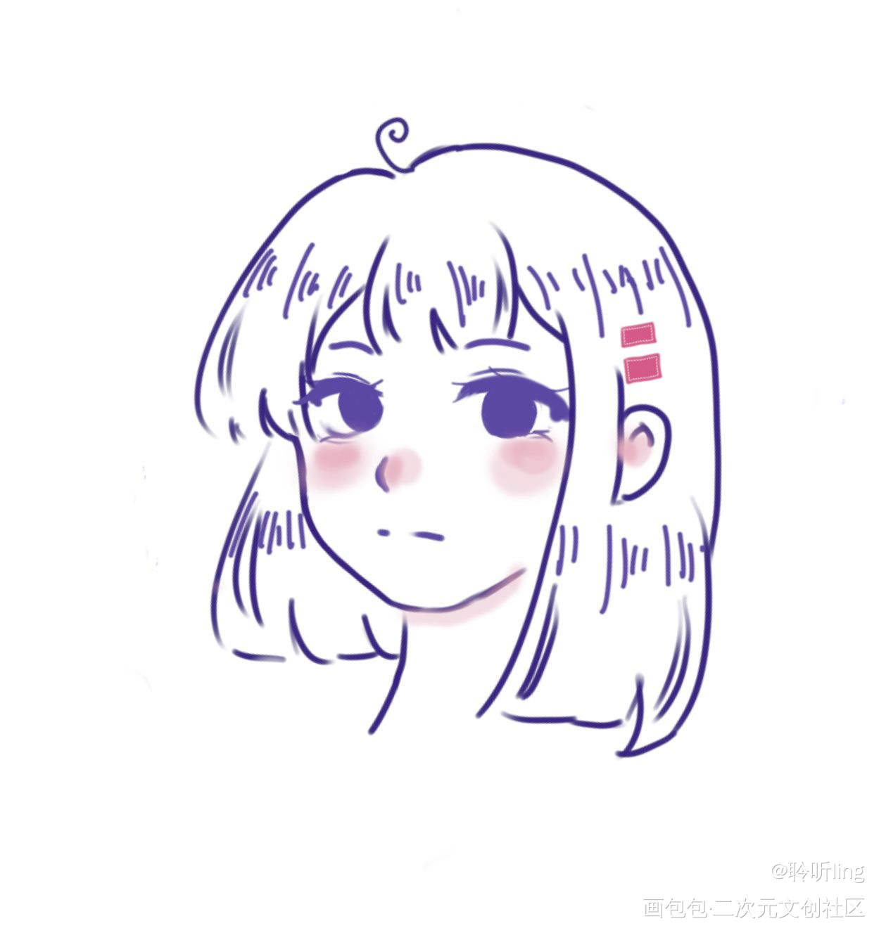 朋友画的稿子给我当头像_手绘Q版绘画作品