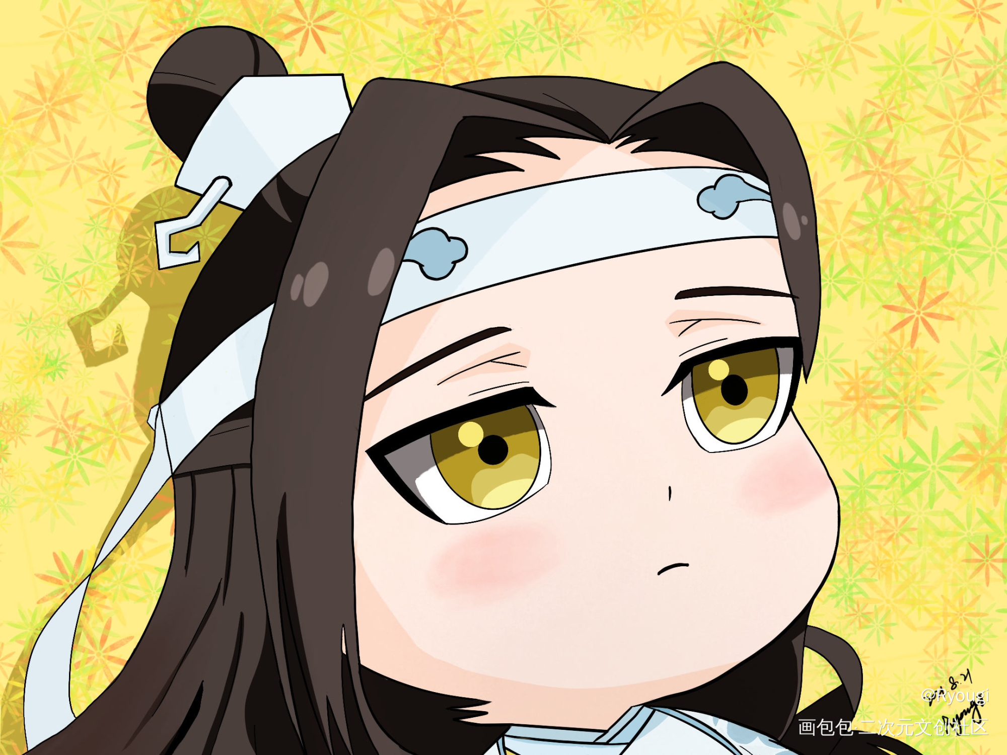 发呆叽一只~_魔道祖师蓝忘机Q版截图临摹绘画作品