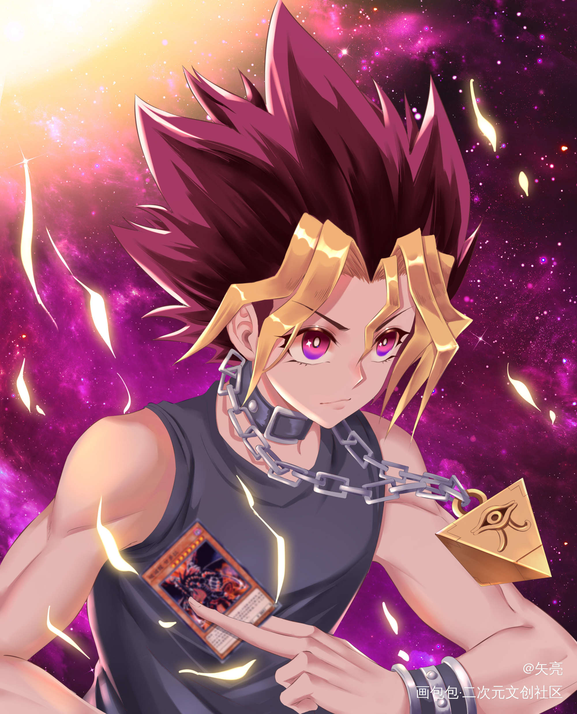 武藤游戏我当不了！_游戏王武藤游戏平涂日系绘画作品
