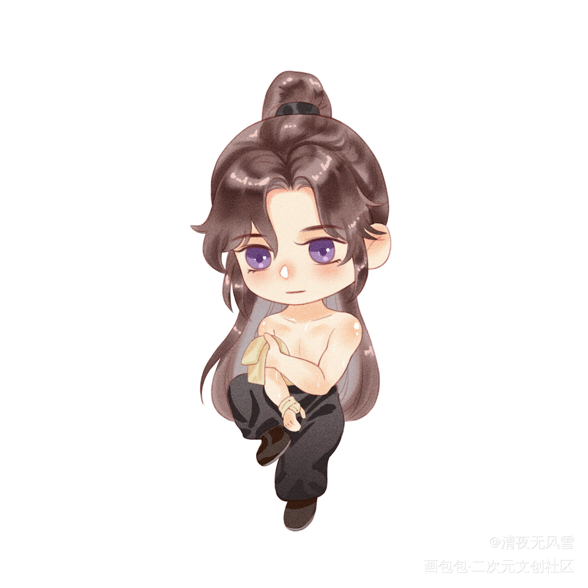 qq车_二哈和他的白猫师尊燃晚墨燃楚晚宁平涂Q版绘画作品