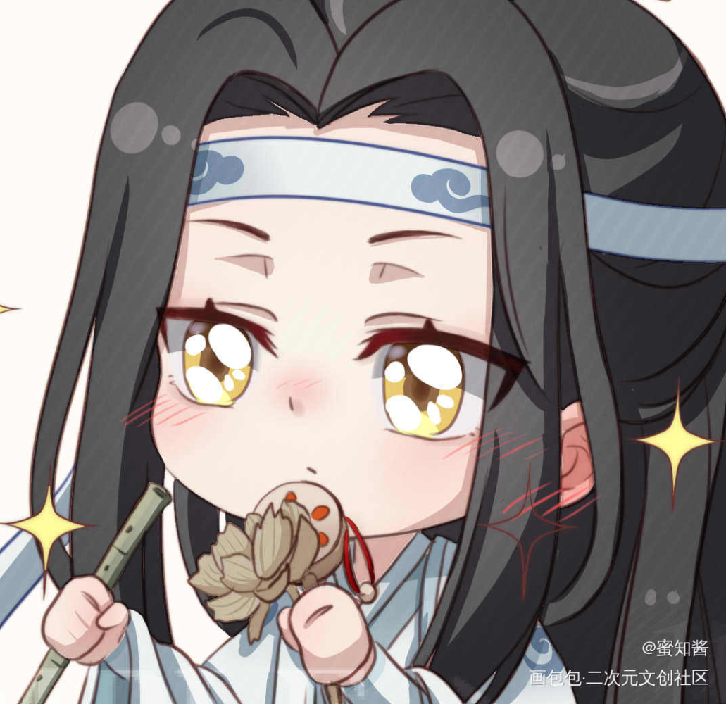 魔道动画同人Q-醉酒叽_魔道祖师忘羡蓝忘机魏无羡平涂日系Q版我要上首推插画同人绘画作品