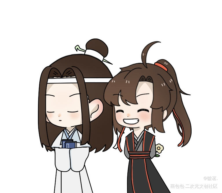 撩拨_魔道祖师忘羡蓝忘机魏无羡平涂Q版墨香铜臭绘画绘画作品