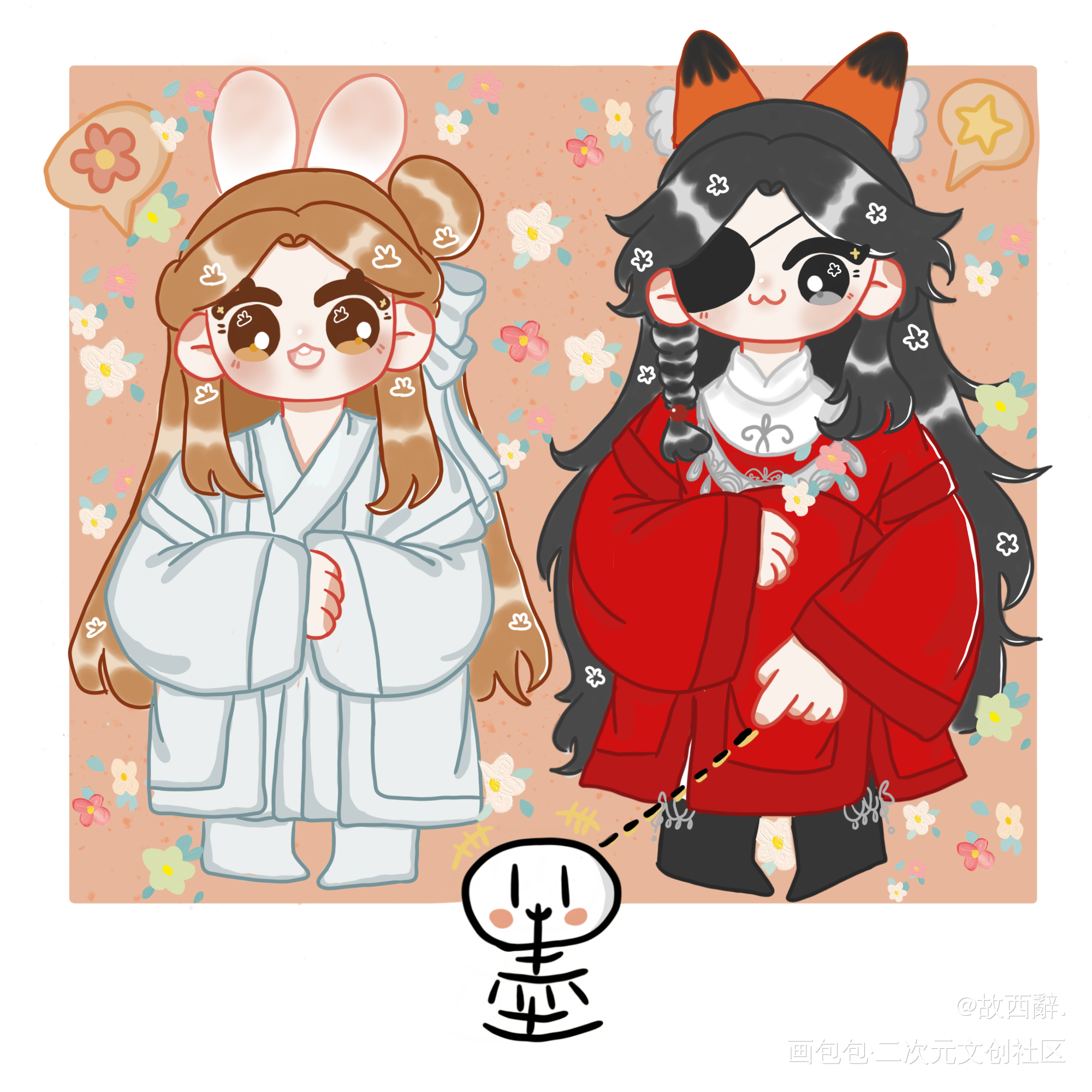_天官赐福花怜绘画作品