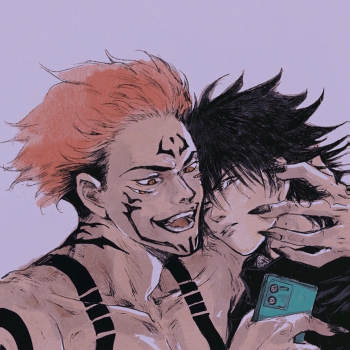 合影_咒术回战宿伏伏黑惠两面宿傩绘画作品