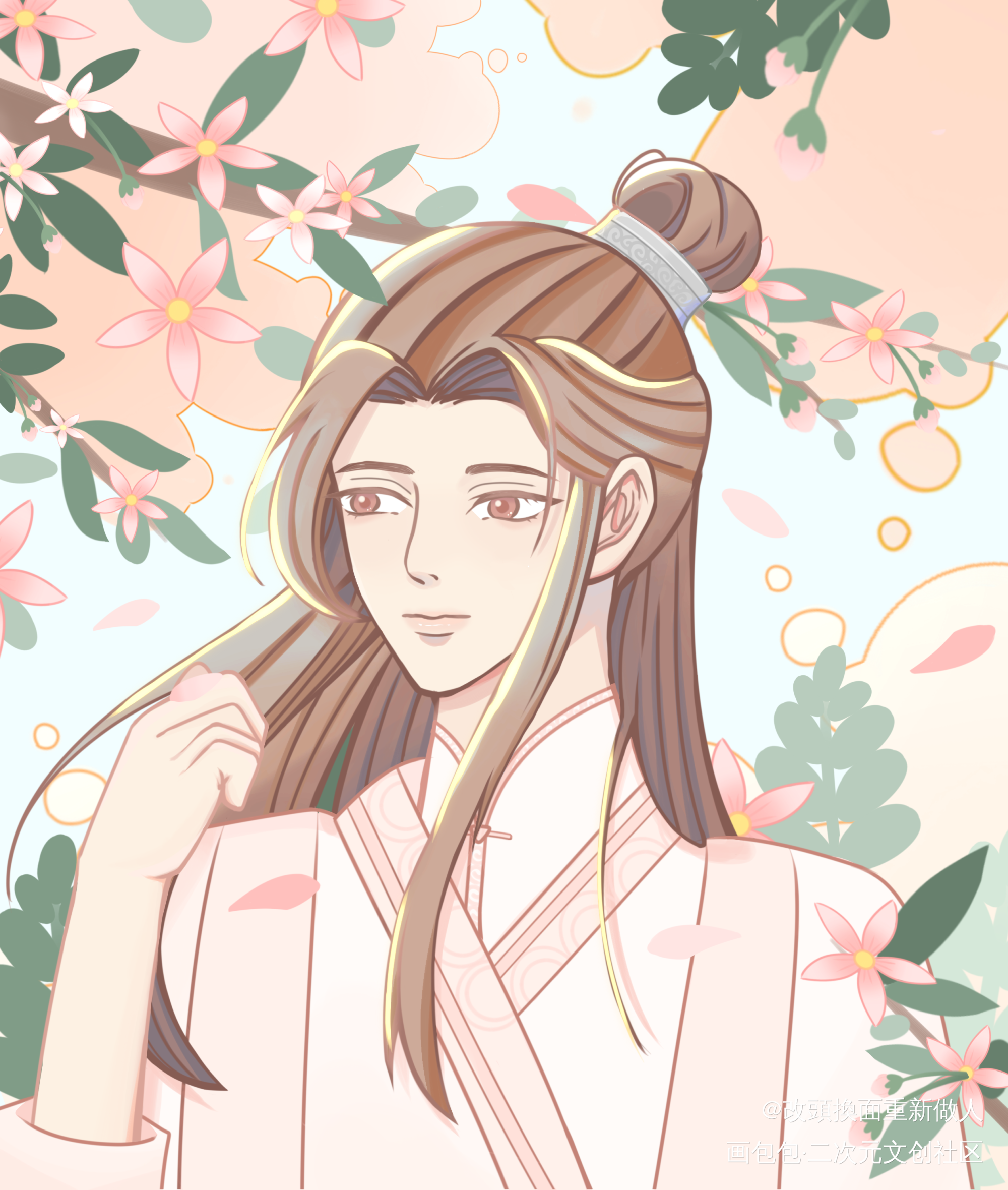 开学前摸的一张晚宁_二哈和他的白猫师尊绘画作品