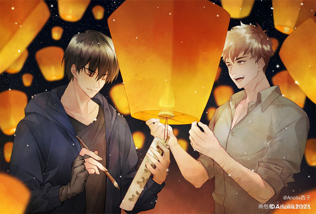 _盗墓笔记瓶邪水彩绘画作品