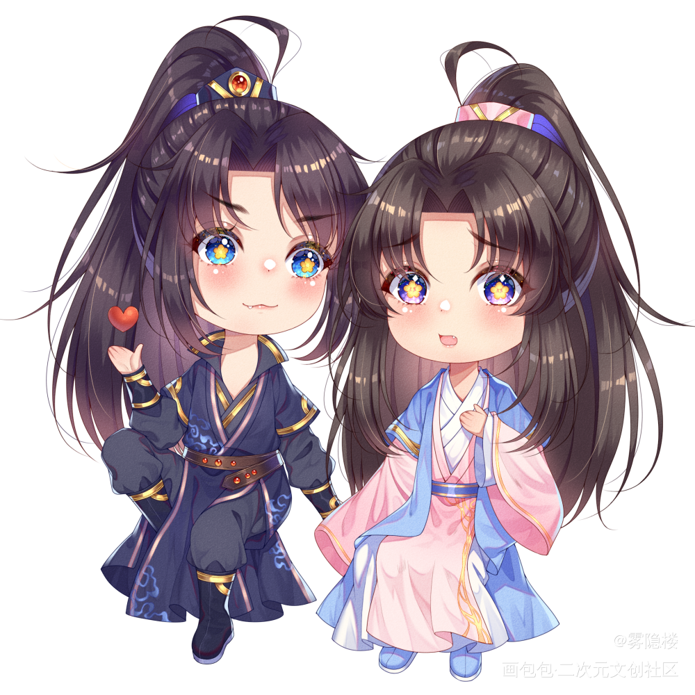 二哈~_二哈和他的白猫师尊燃晚古风Q版绘画作品