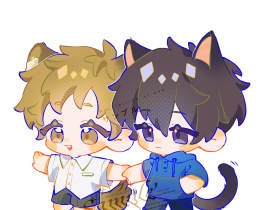 猫狗贴贴_绘画作品