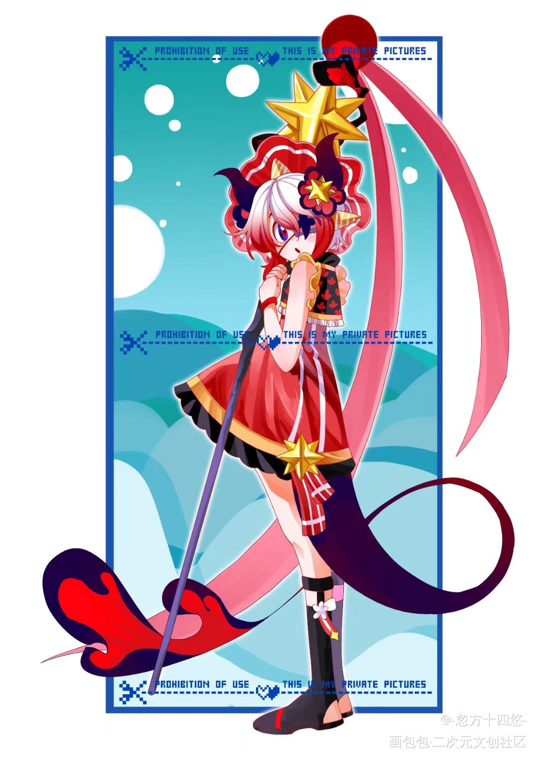 稿和返送_平涂Q版头像插画同人原创oc绘画作品
