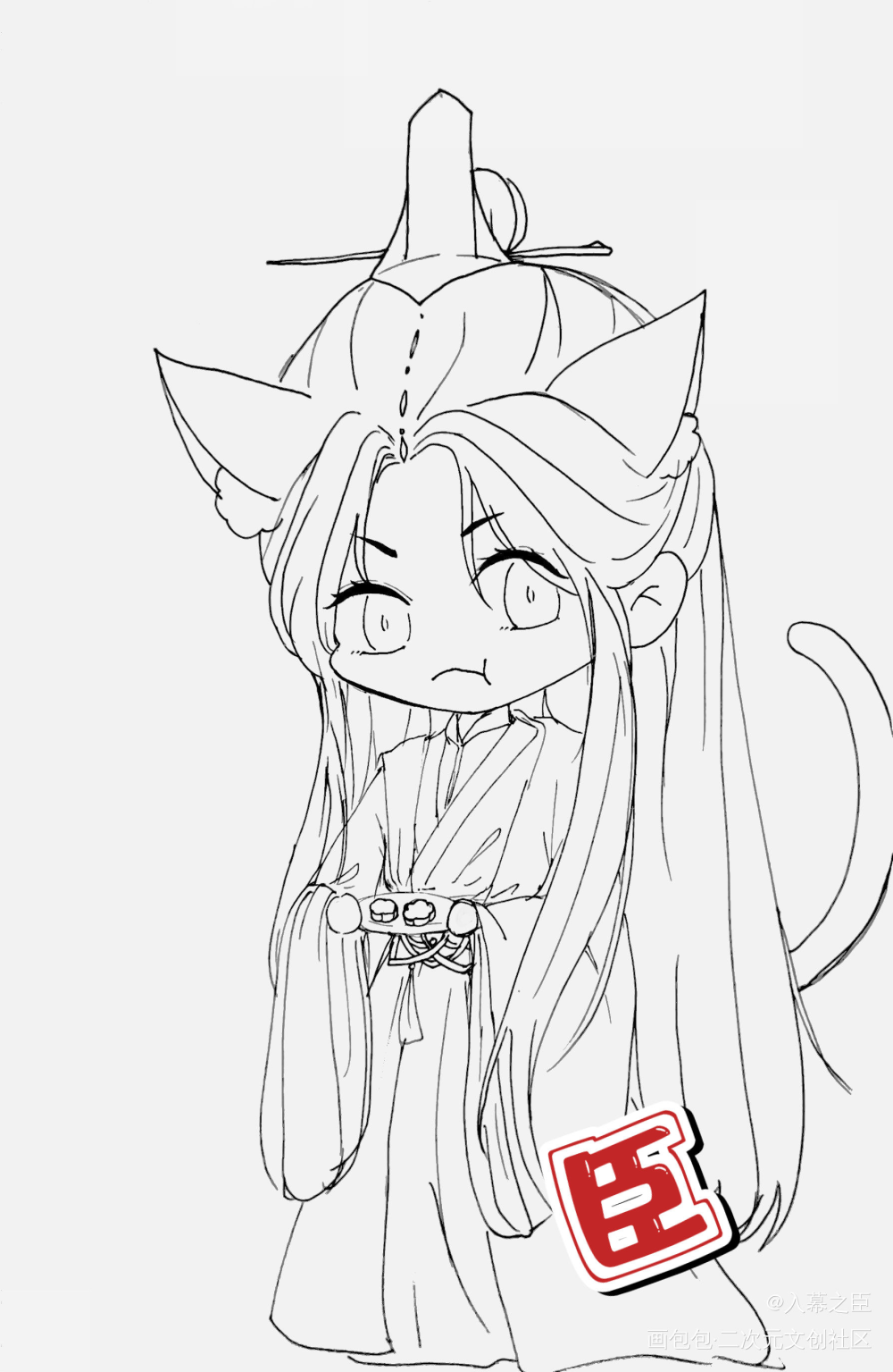 气鼓鼓的师尊_二哈和他的白猫师尊燃晚楚晚宁绘画作品