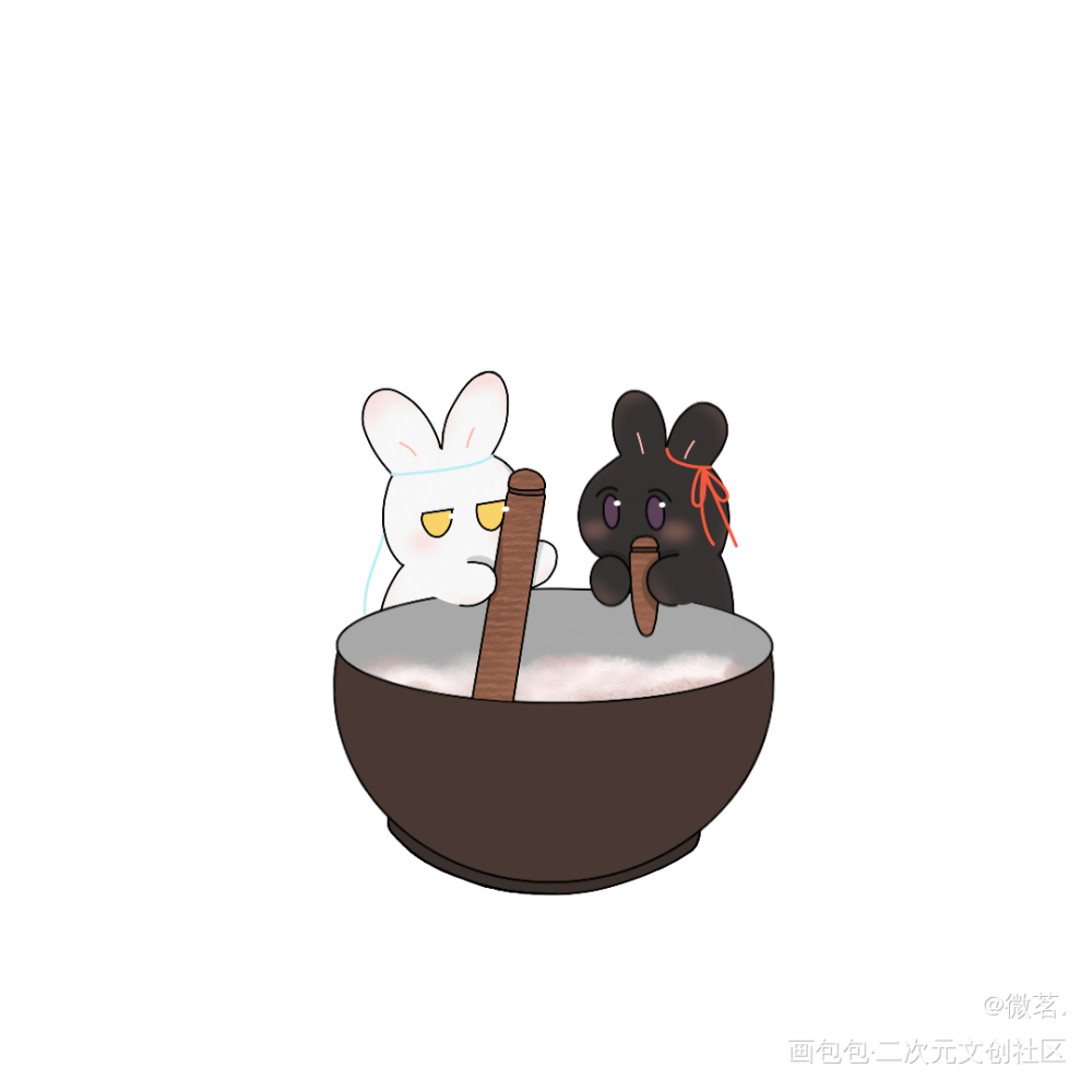 玉兔捣药（？_魔道祖师忘羡蓝忘机魏无羡平涂墨香铜臭绘画绘画作品