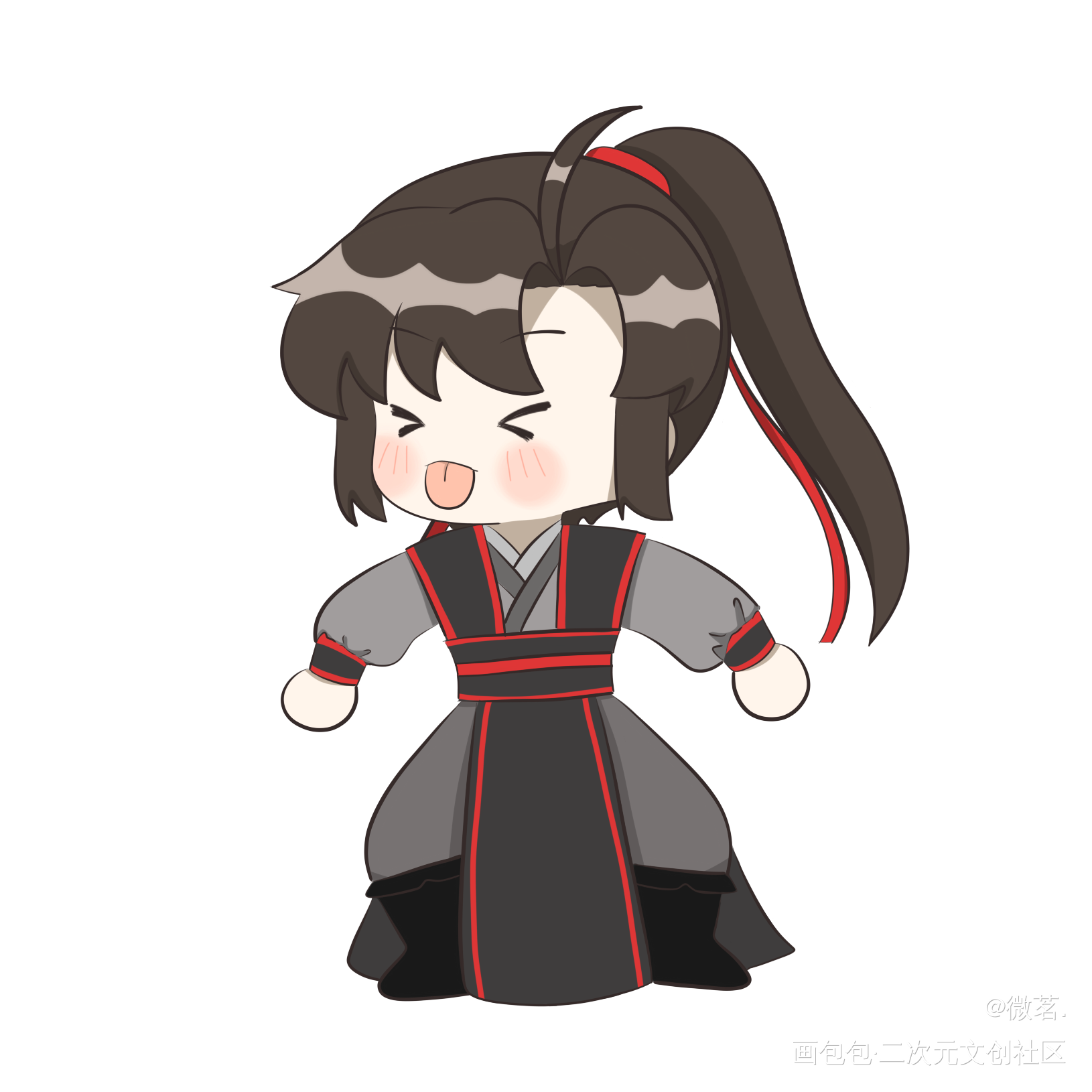 摸了一个羡_魔道祖师忘羡魏无羡平涂Q版墨香铜臭绘画绘画作品