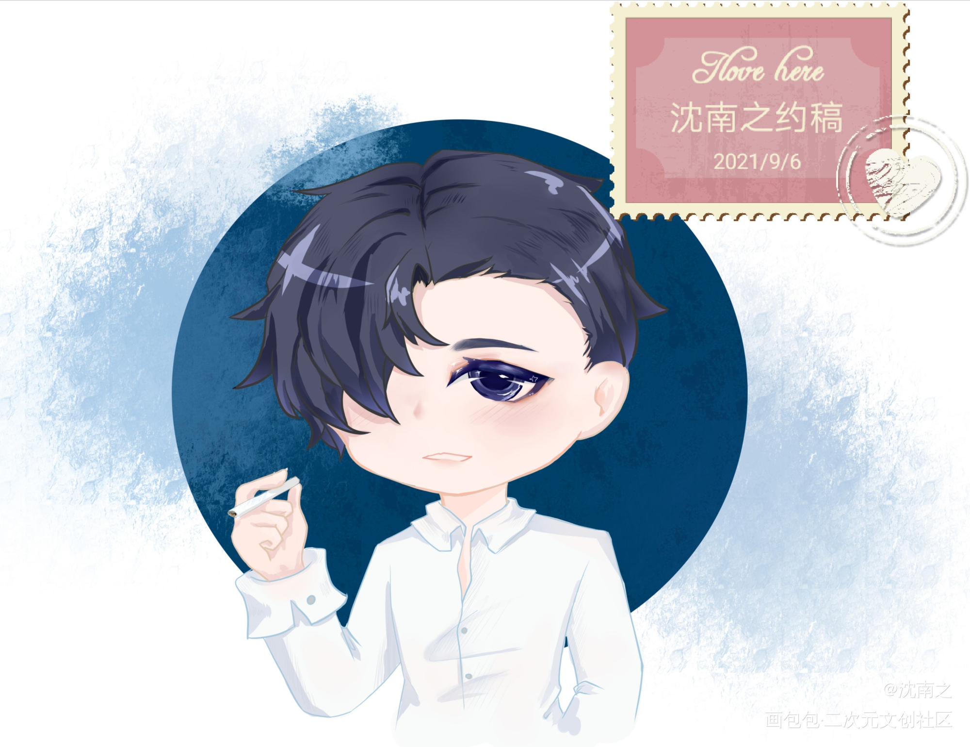 抽烟的简大_188男团李简简隋英绘画作品