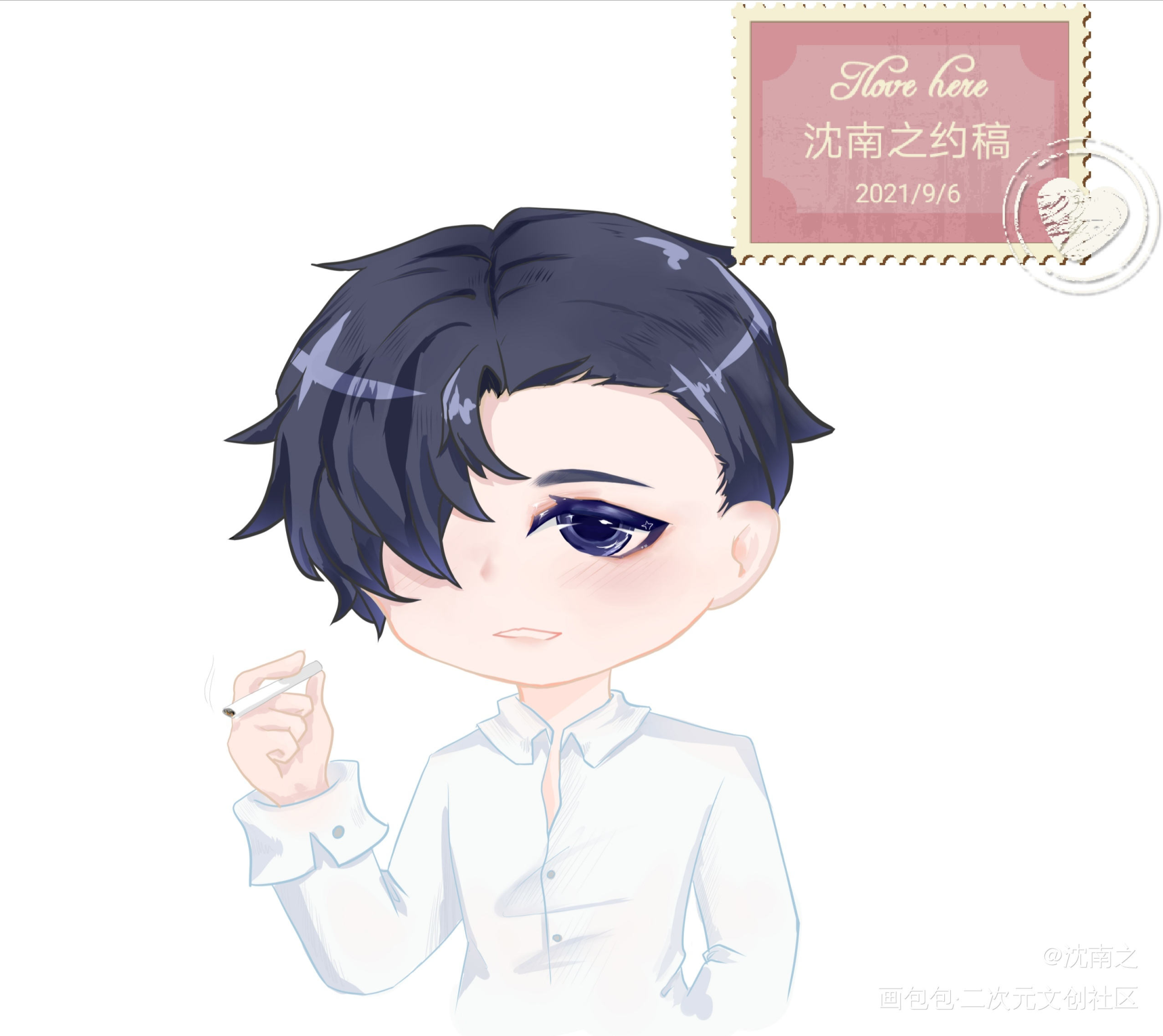 抽烟的简大_188男团李简简隋英绘画作品