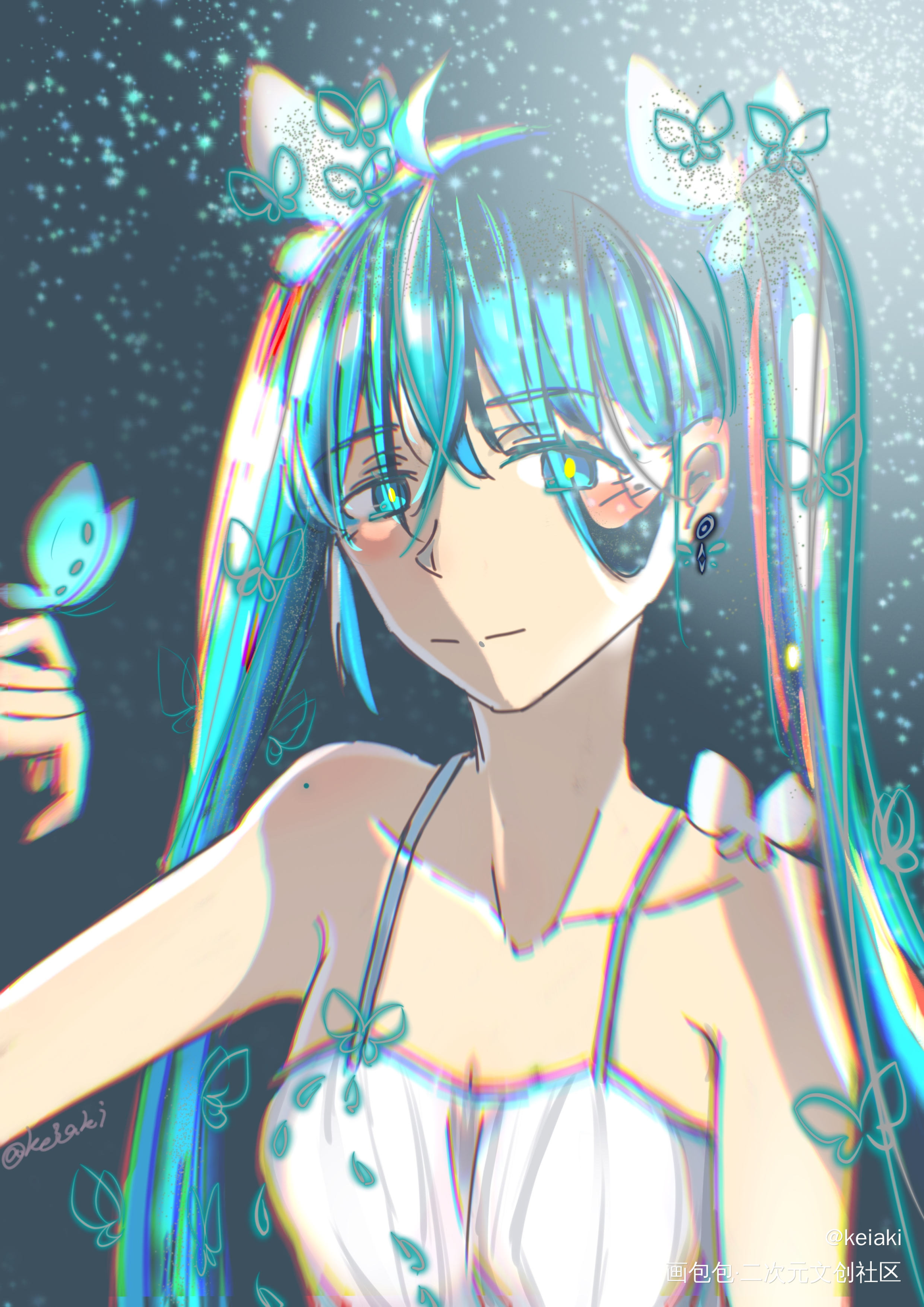 亮晶晶_初音未来日系绘画绘画作品