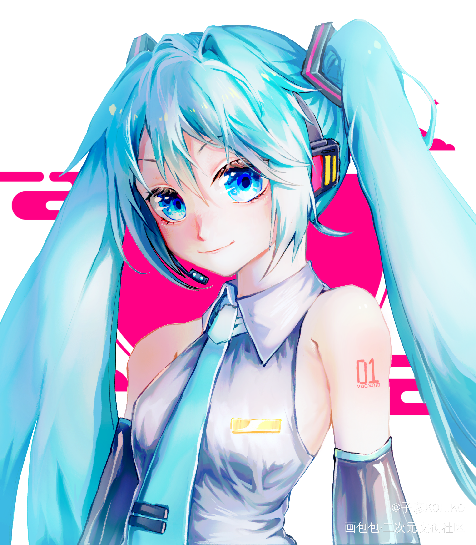 “大家的VOCALOID。”_VOCALOID初音未来初音插画板绘初音miku绘画作品