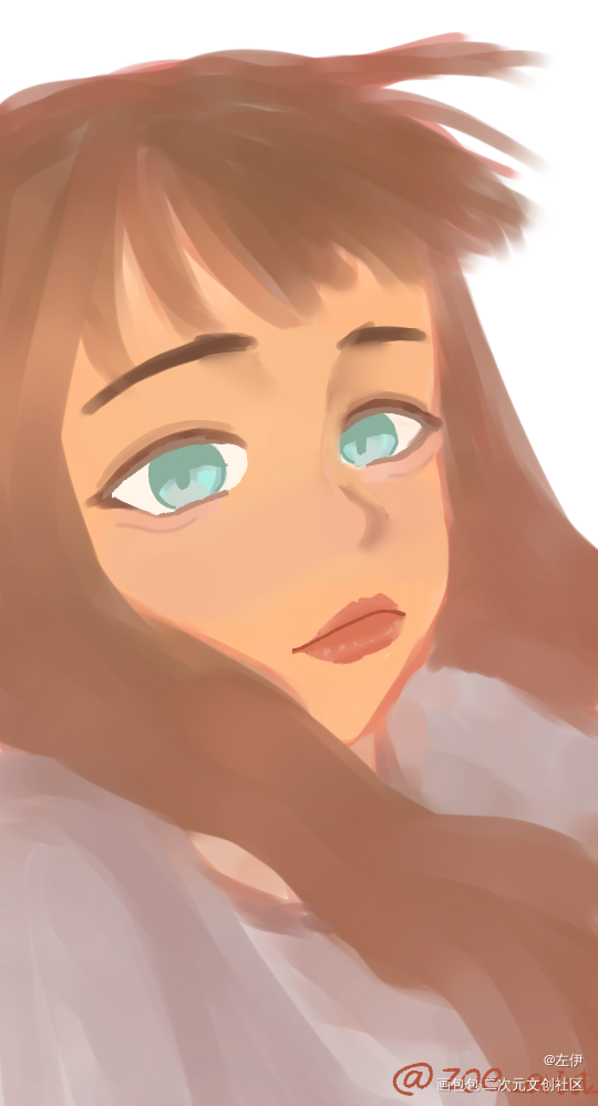 786878)_厚涂少女头像指绘原创绘画作品