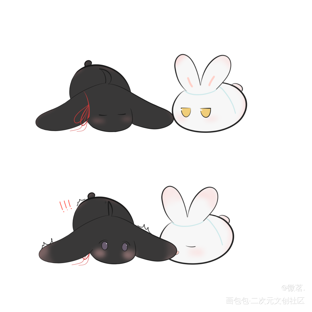 舔耳朵_魔道祖师忘羡蓝忘机魏无羡平涂Q版墨香铜臭绘画绘画作品