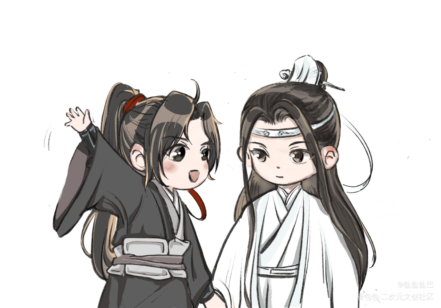 与忘羡相遇人物上色_魔道祖师忘羡q版绘画作品