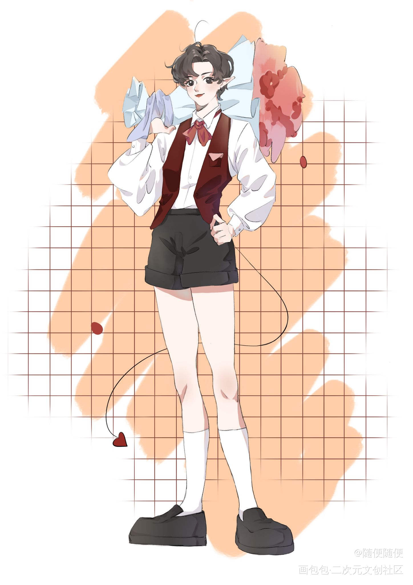 小恶魔登门送花，快开门！_魔道祖师忘羡魏无羡立绘平涂同人绘画作品