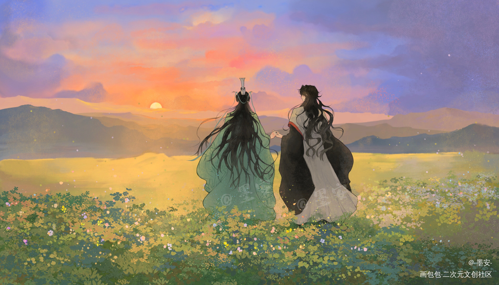 日出日落_人渣反派自救系统沈清秋洛冰河绘画作品