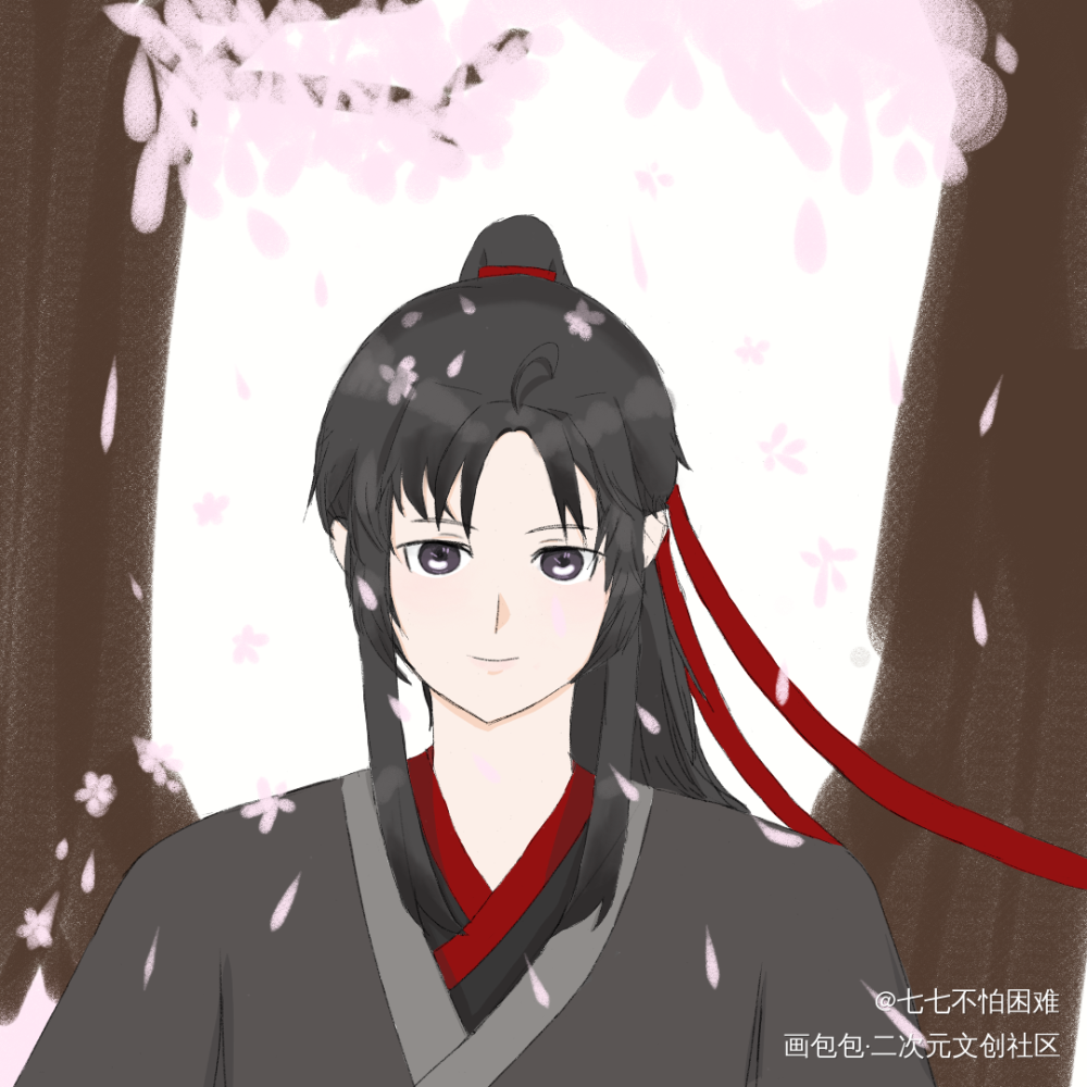 在桃花树下的羡羡_魔道祖师魏无羡原创绘画作品