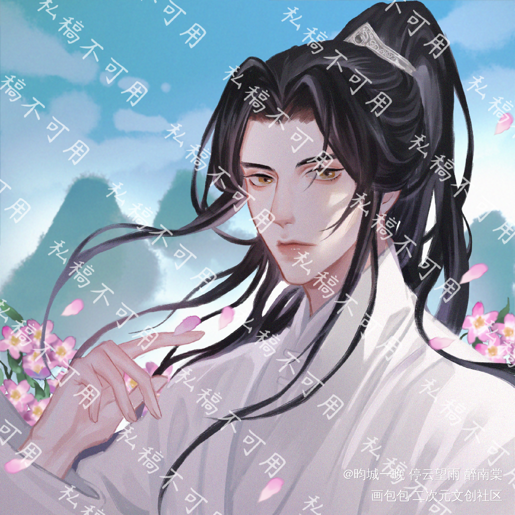 晚宁_二哈和他的白猫师尊绘画作品
