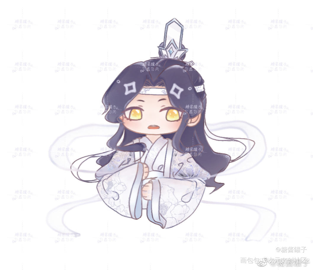 稿叽_魔道祖师忘羡古风平涂Q版魔道祖师Q版绘画作品