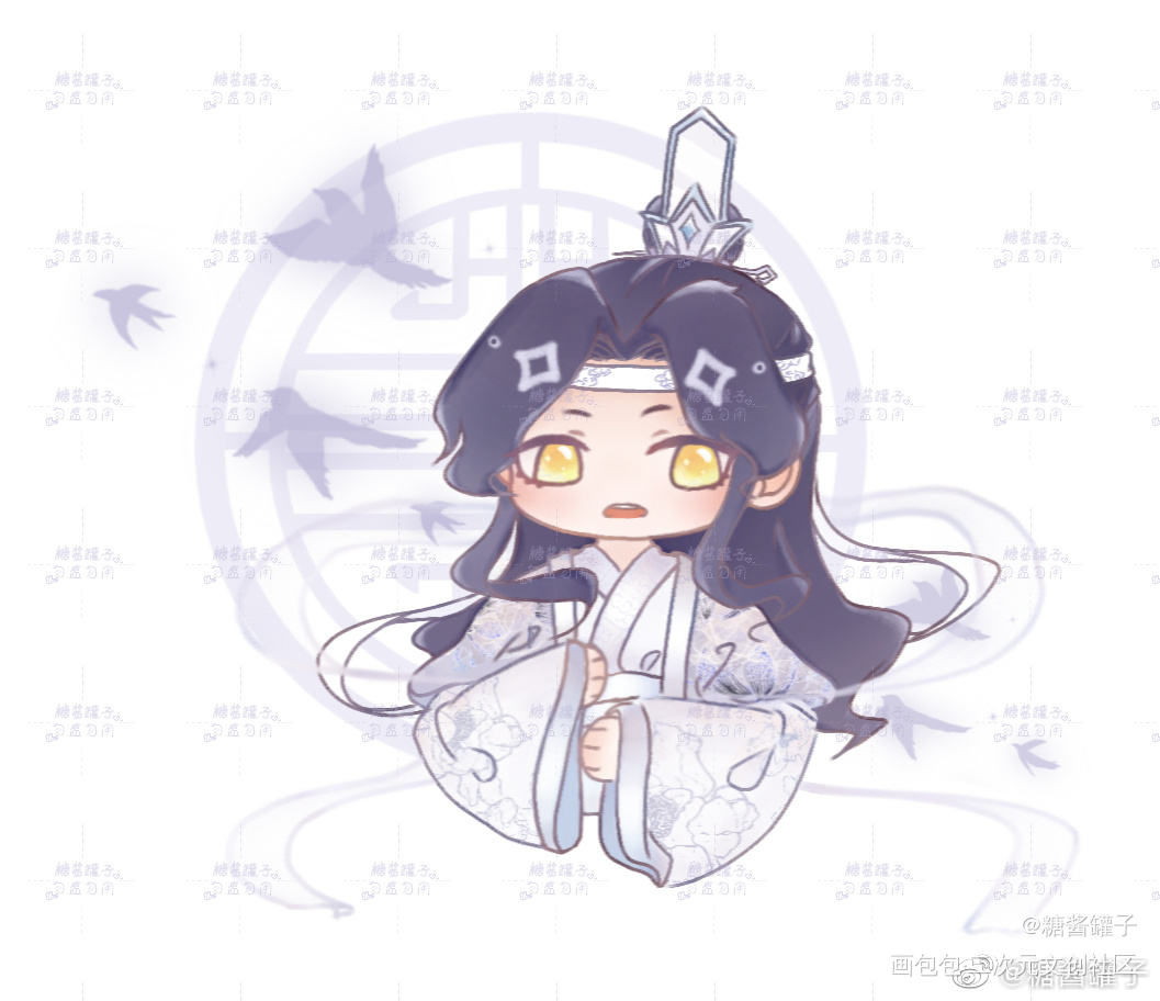 稿叽_魔道祖师忘羡古风平涂Q版魔道祖师Q版绘画作品