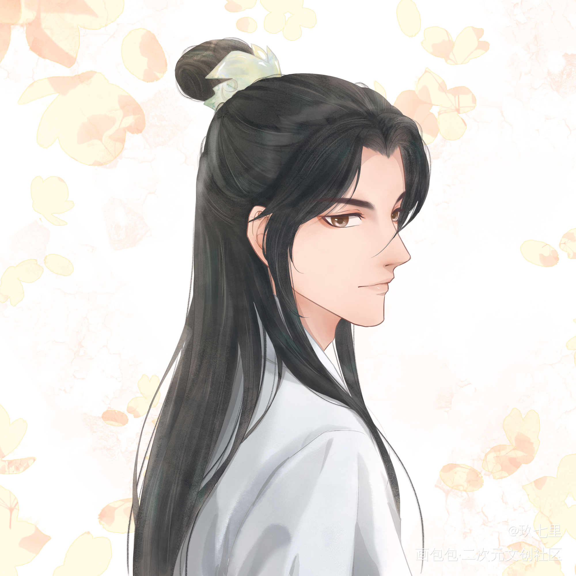还是师尊&狗子_二哈和他的白猫师尊燃晚古风平涂绘画作品