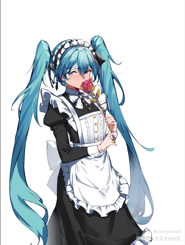 女仆miku_VOCALOID初音未来日系插画同人绘画作品