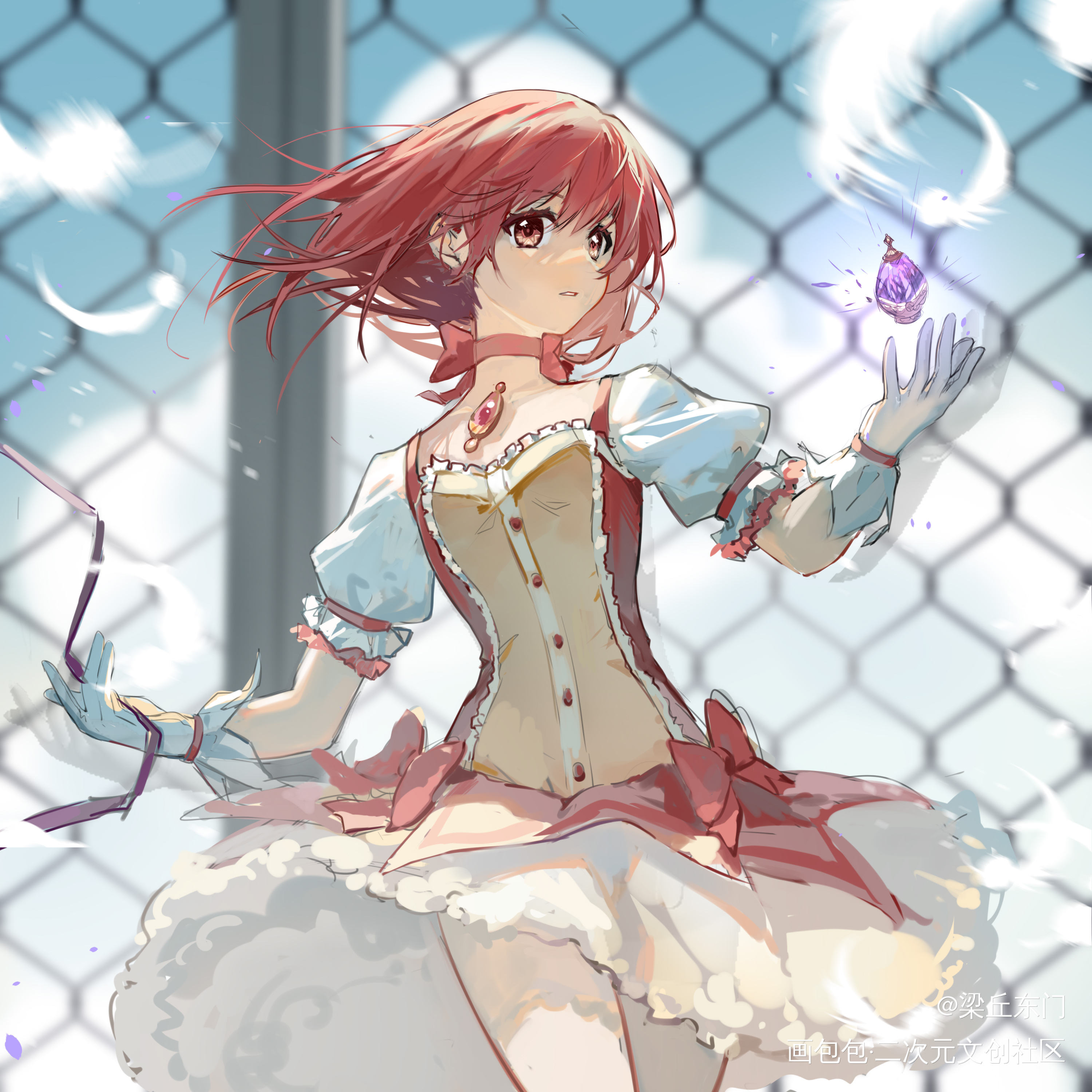 魔法少女小圆绘画过程_魔法少女小圆厚涂日系插画同人绘画作品