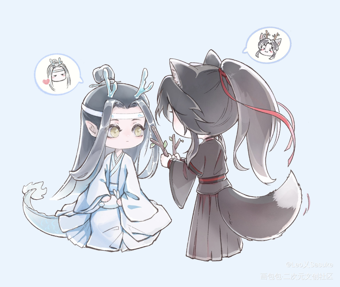 (⑅˃◡˂⑅)我也有角啦_魔道祖师忘羡绘画作品