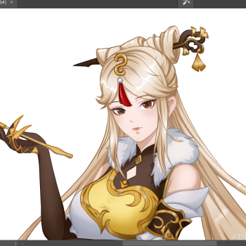 原神接稿大头约稿板绘凝光立绘平涂日系御姐绘画作品