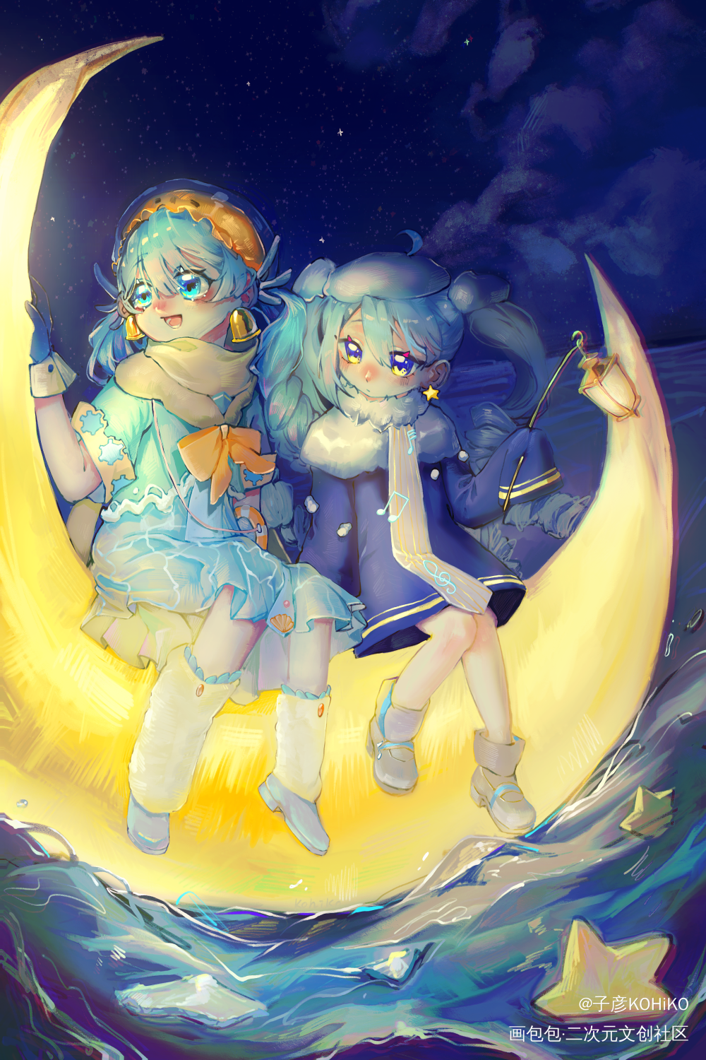 “瑞雪斜灯，破冰远航”_VOCALOID初音ミク雪初音初音未来初音插画板绘初音mikuoc绘画作品